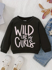 Letter Print Sweatshirt Toddler Baby Girls Pullover Top