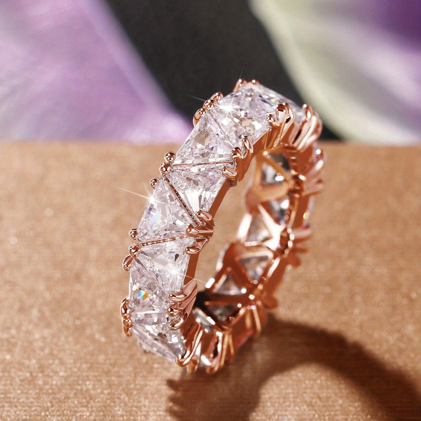 Triangle Zircon Ring 18k Plated Promise Ring for Female
