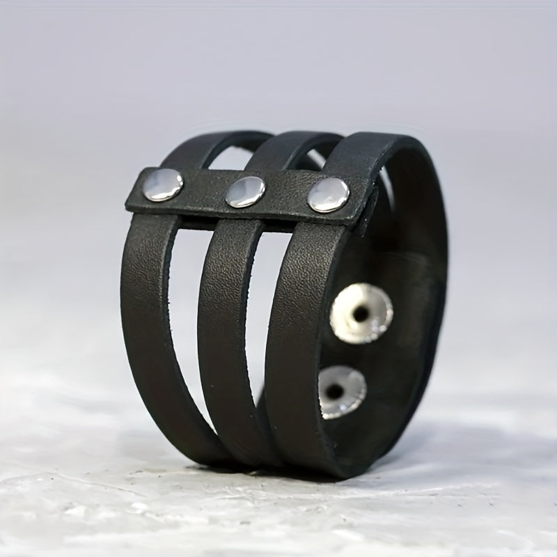Punk Style Men's Leather Wrist Guard with Rivet Inlay