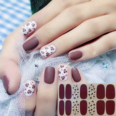 1 Pcs Full Cover Wraps Nail Polish Stickers Leopard Glitter Manicure Tip