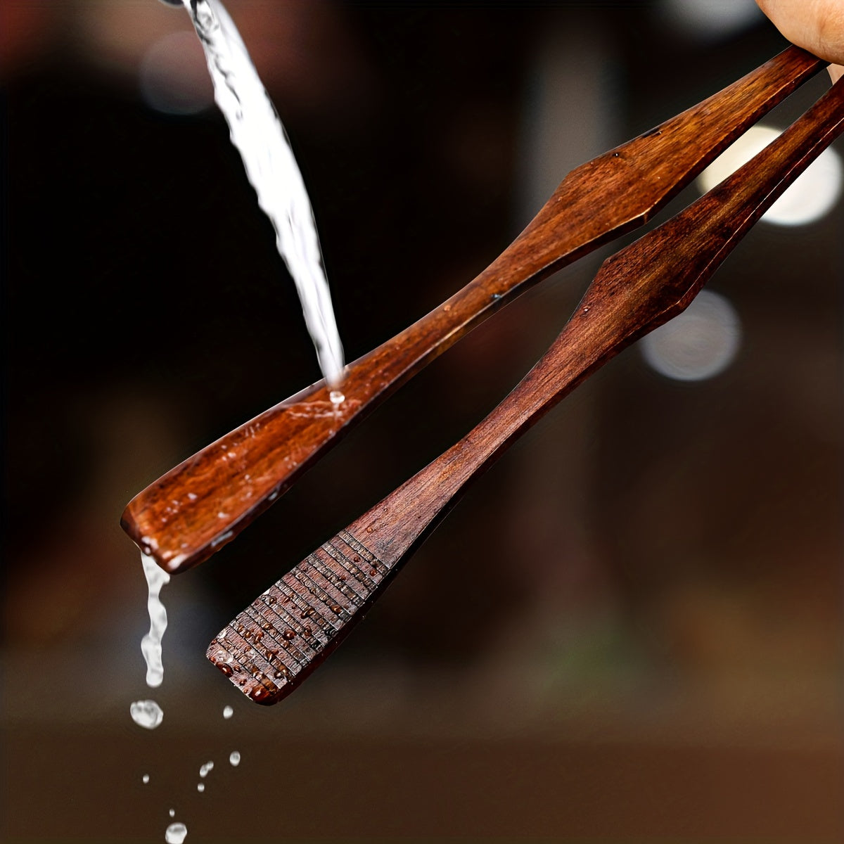 High Temp Wooden Food Tong for Steak BBQ Salad Dessert