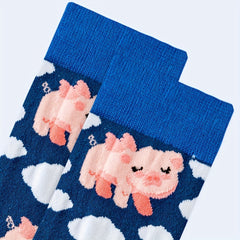 Cartoon Pig Print Socks Women's Stockings