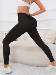 Quick Dry Cross Waist Yoga Workout Pants High Stretch Fitness Leggings