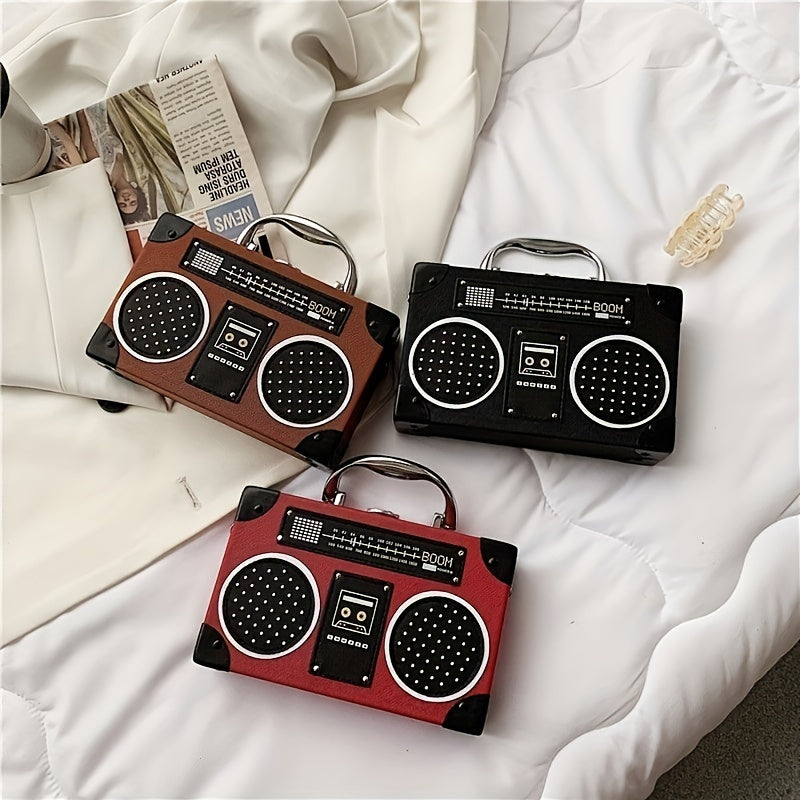Vintage Mini Radio Crossbody Bag PU Leather Handbag