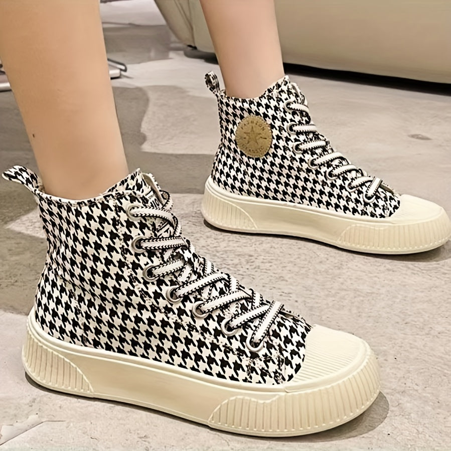 Women's Colorblock Canvas High-Top Lace-Up Skate Shoes