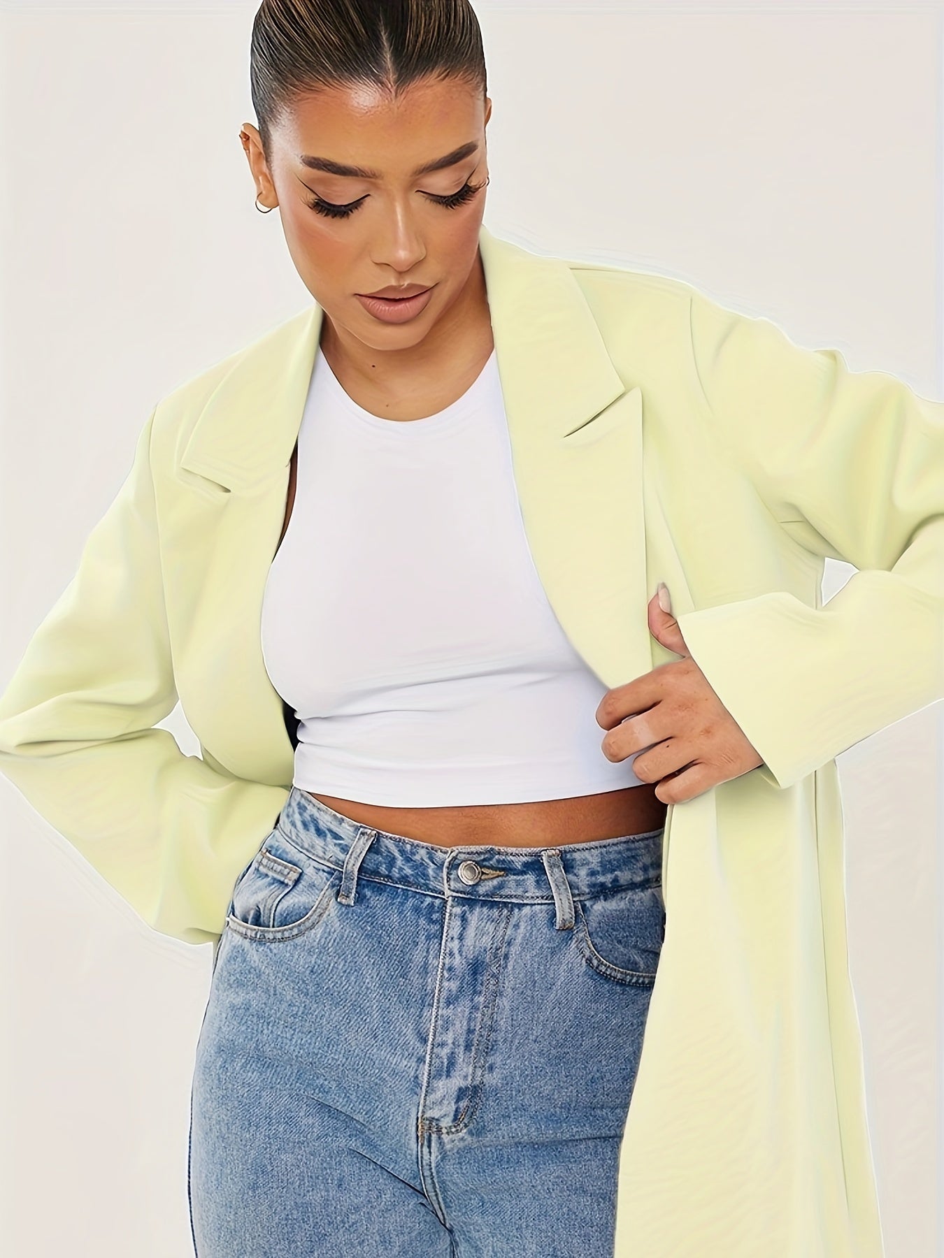  Women's Solid Long Sleeve Workwear Blazer