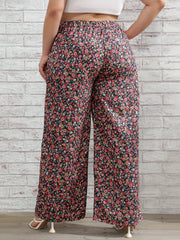  Floral Print High Rise Wide Leg Trousers