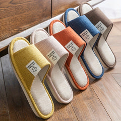 Women's Linen Slippers Soft Sole Slip On Shoes Comfortable Bedroom Shoes