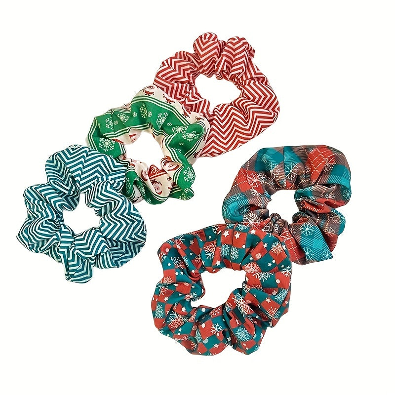 Christmas Large Scrunchies Sweet Stars Snowflake Hair Ring