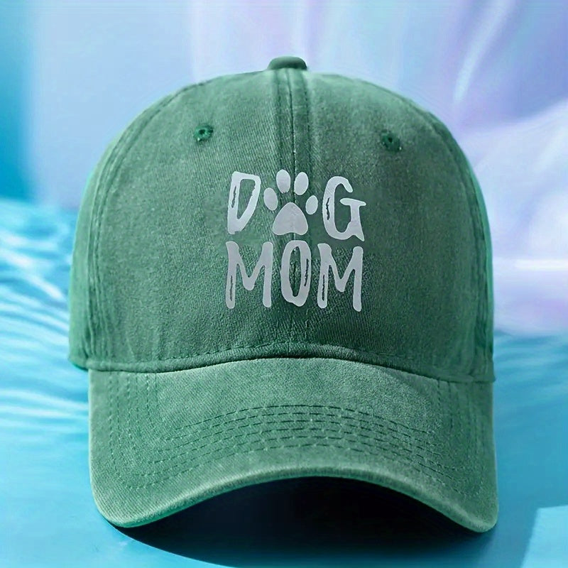 Unisex Sunshade Adjustable Baseball Cap With DOG MOM Embroidery