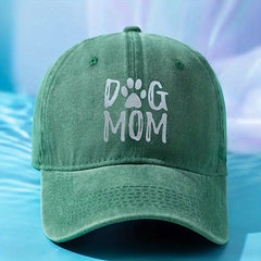 Unisex Sunshade Adjustable Baseball Cap With DOG MOM Embroidery