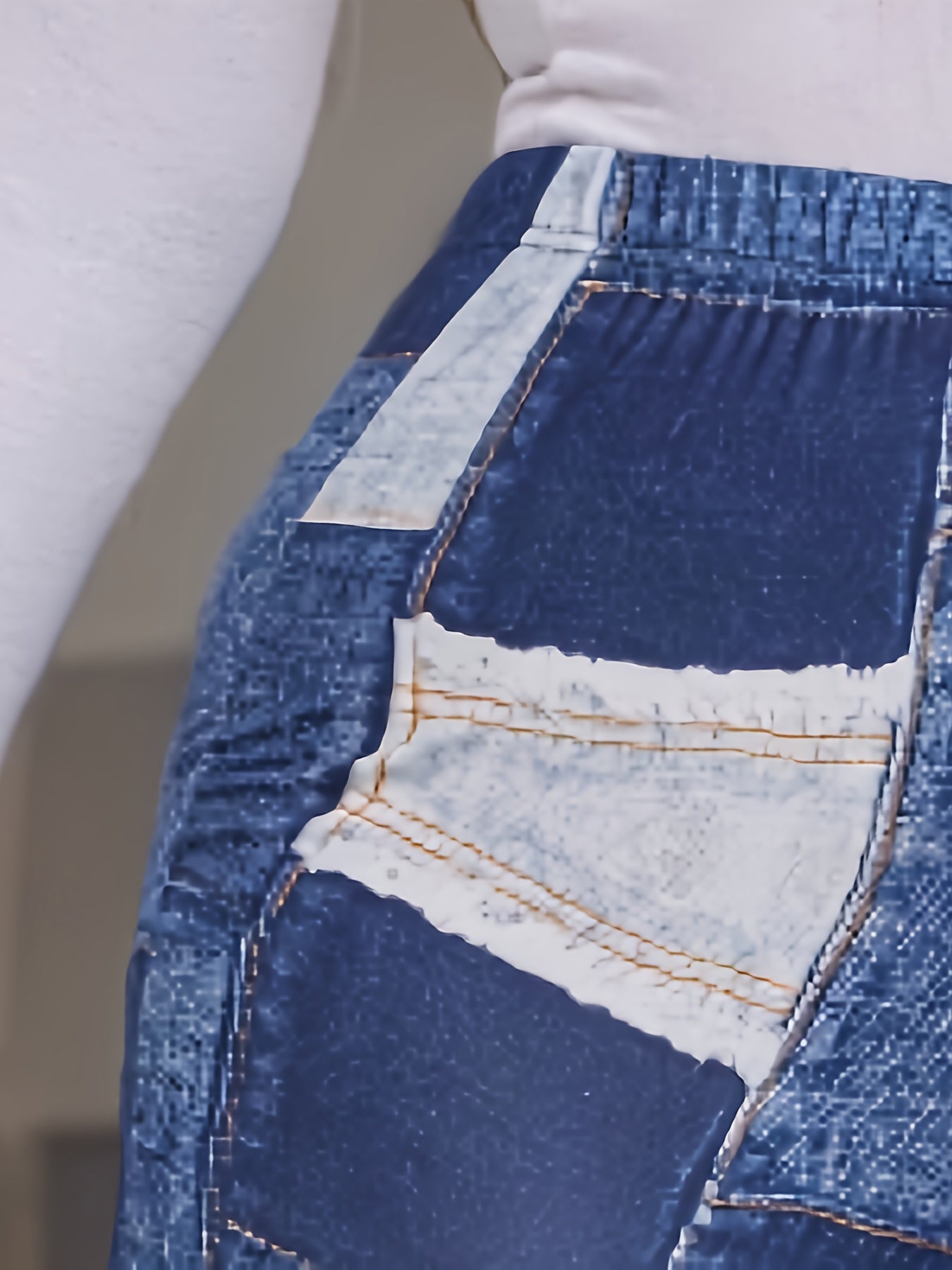  Denim Print High Rise Leggings