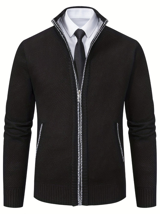 Men's Thermal Zip Up Jacket Stand up Collar Cardigan