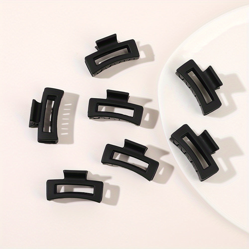 4pcs Frosted Square Hair Clips Hollow Hair Claw For Girls And Women