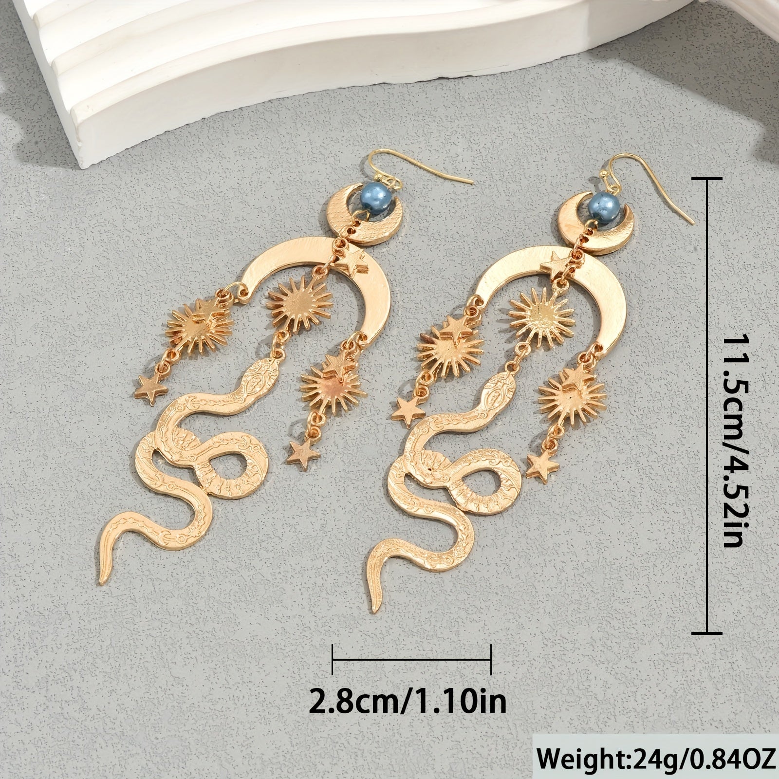 Boho Moon Sun Snake Star Earrings