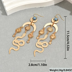 Boho Moon Sun Snake Star Earrings