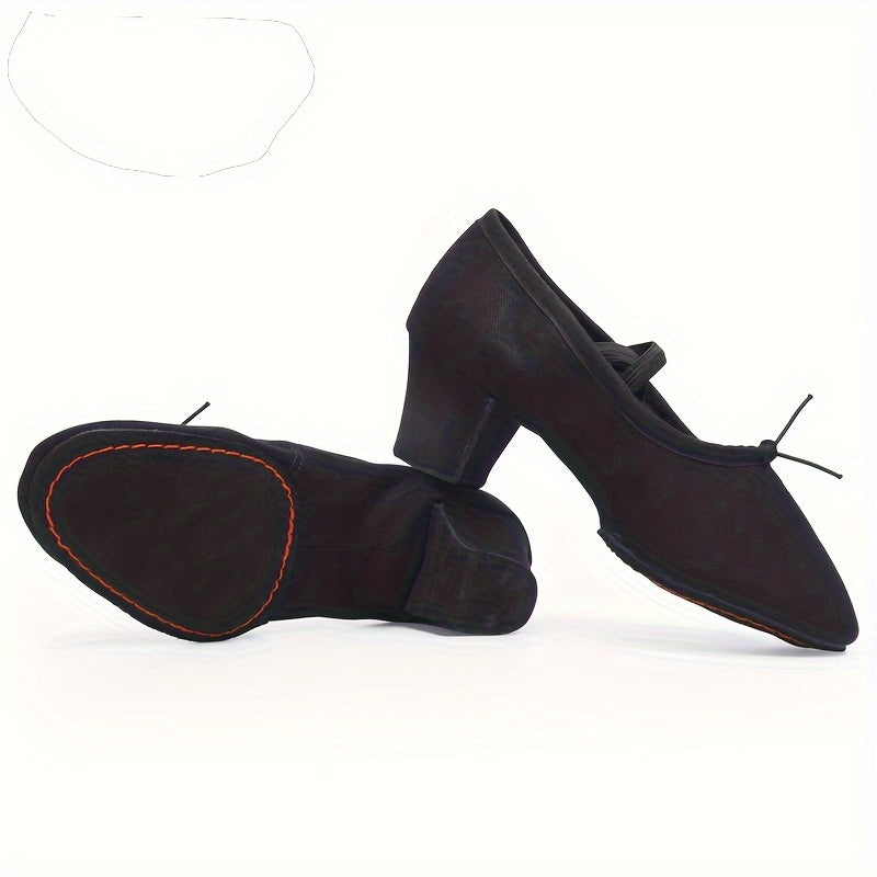 Women's Soft Sole Breathable Ballet Dance Shoes Low Heel Slip on Athletic Shoes