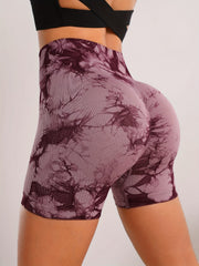Tie Dye High Waist Sports Running Shorts Women's Activewear