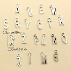 26pcs Antique Silver English Alphabet A Charms Pendant DIY Jewelry Making