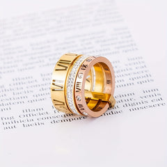 Mens Retro Stainless Steel Diamond Rings Set