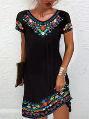  Tribal Print V Neck Maxi Dress