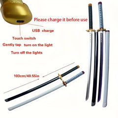 Katana Sword With Lights USB Charging Anime Sword Halloween Cosplay