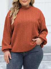  Casual Knit Top Solid Lantern Sleeve Round Neck Jumper