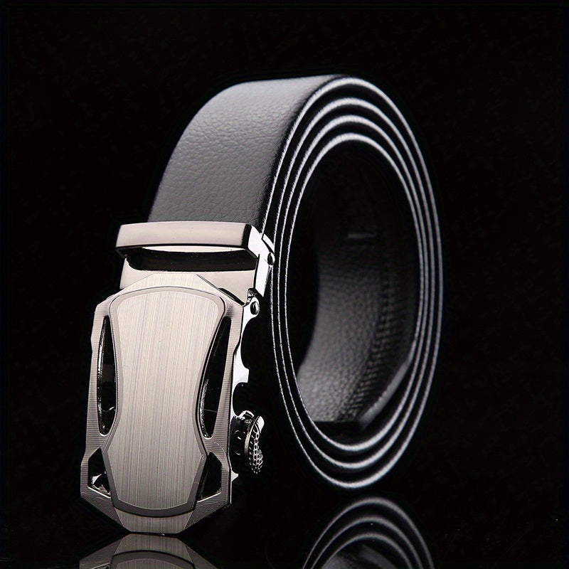Men's Auto Buckle Leather Belt Sports Car Style Casual Business Belt
