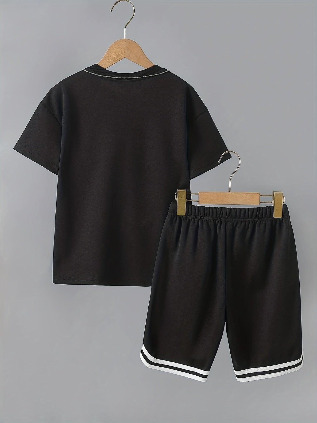 Boys 2pcs T shirt & Shorts Set Crew Neck Tee Top Casual Kids Clothes Summer