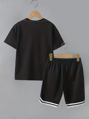 Boys 2pcs T shirt & Shorts Set Crew Neck Tee Top Casual Kids Clothes Summer