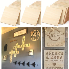 30pcs 4 Inch Unfinished Wooden Chips Square Blank for DIY Crafts