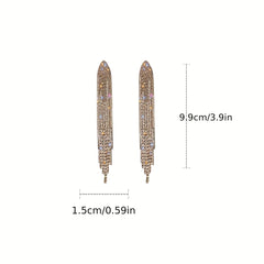 Bohemian Rhinestone Tassel Earrings Silver Plated