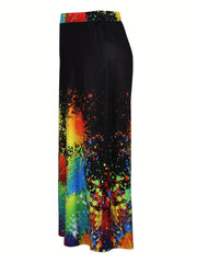 Women's Plus Splash Painting Print Wide Leg Trousers