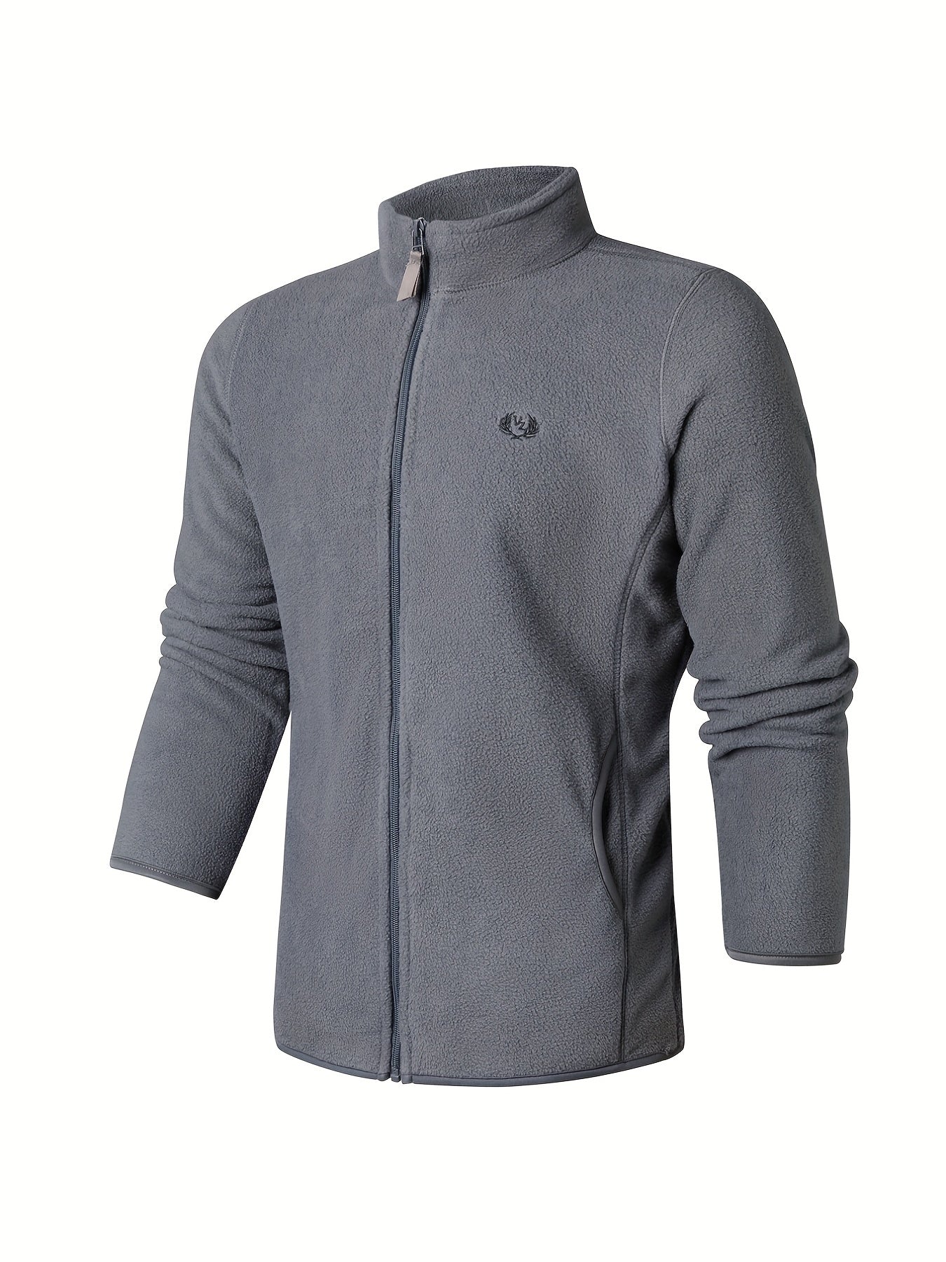 Men's Stand Collar Fleece Jacket Zipper Coat Gym Sports Warm Spring Autumn