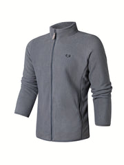 Men's Stand Collar Fleece Jacket Zipper Coat Gym Sports Warm Spring Autumn