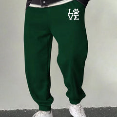 Men's Love & Paw Print Joggers Casual Breathable Sports Pants
