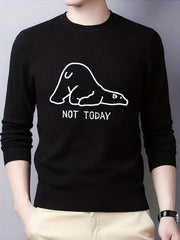 Polar Bear Print Knitted Sweater Men's Casual Crew Neck Pullover for Fall Winter