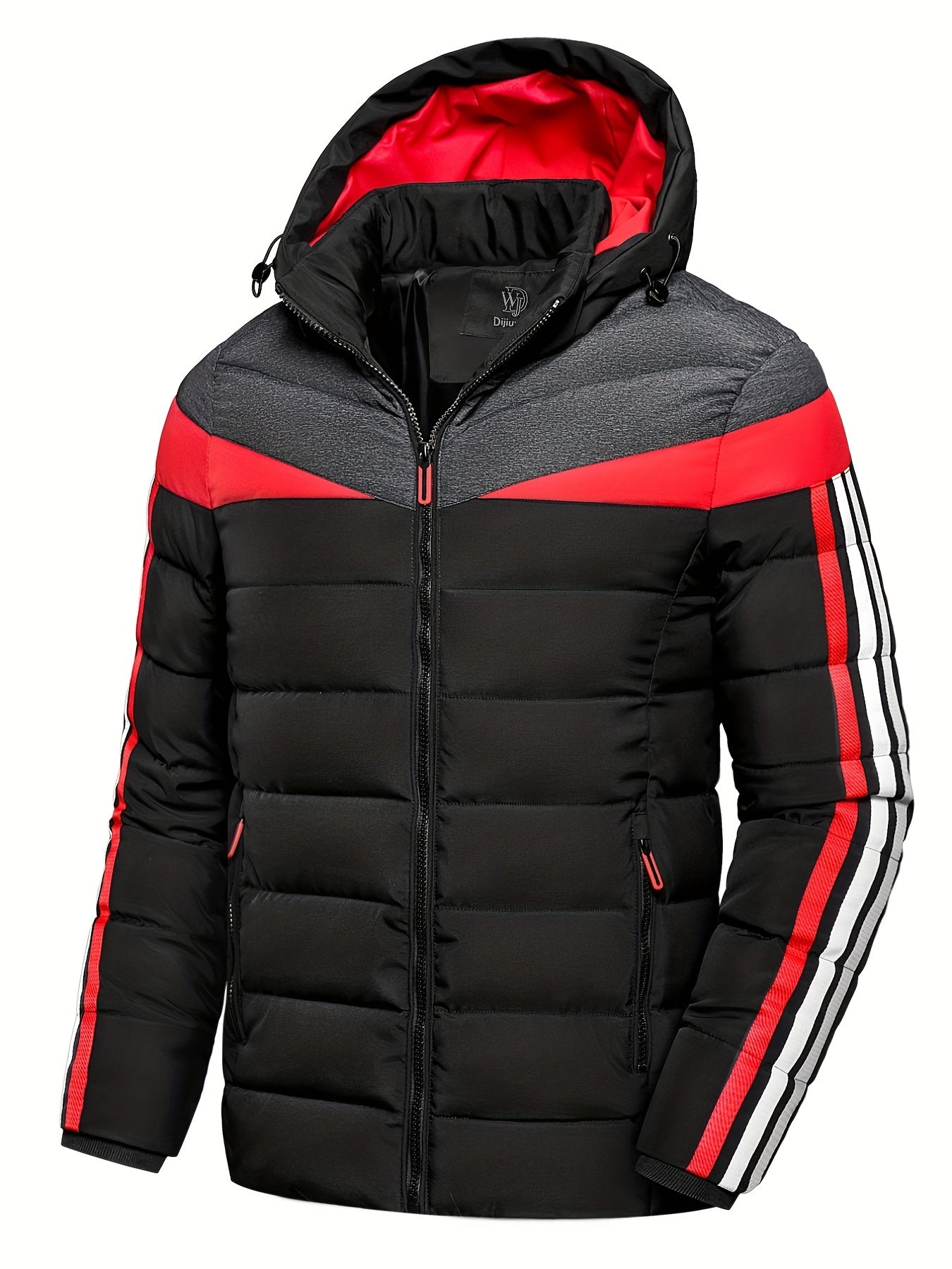Hooded Winter Jacket Men Zip Up Casual Outdoor Coat