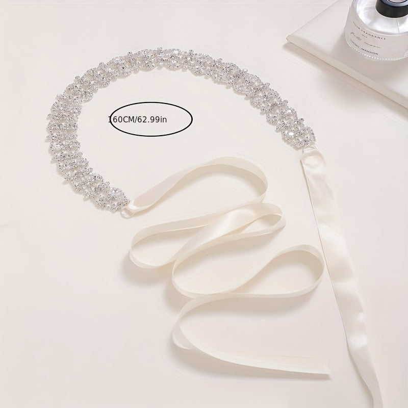 Rhinestone Headband Head Jewelry Bridal Hair Accessories With Ribbon