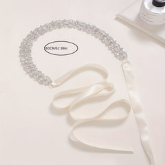 Rhinestone Headband Head Jewelry Bridal Hair Accessories With Ribbon