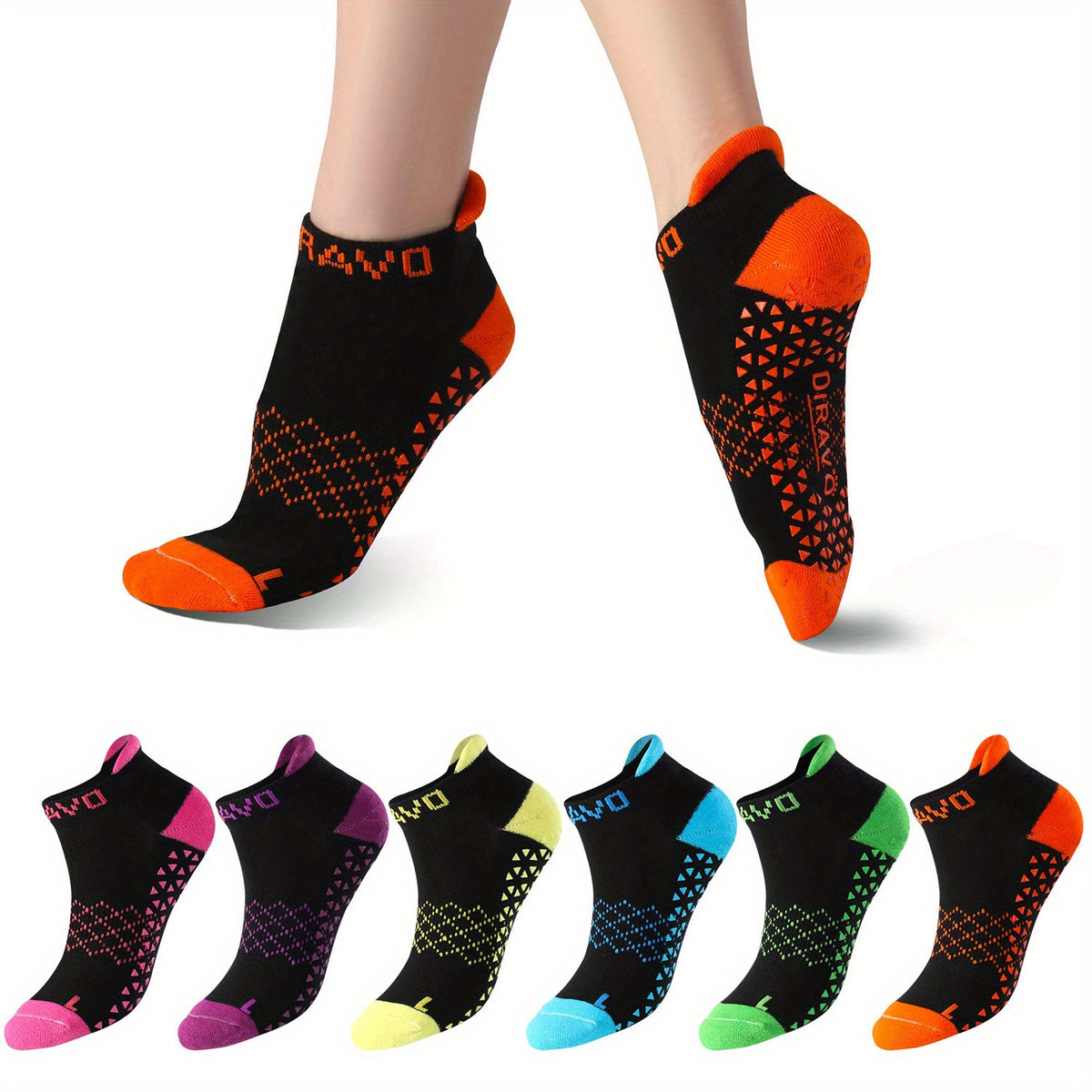 6 Pairs Argyle Yoga Socks Anti skid Low Cut Cotton Breathable Gripper Socks