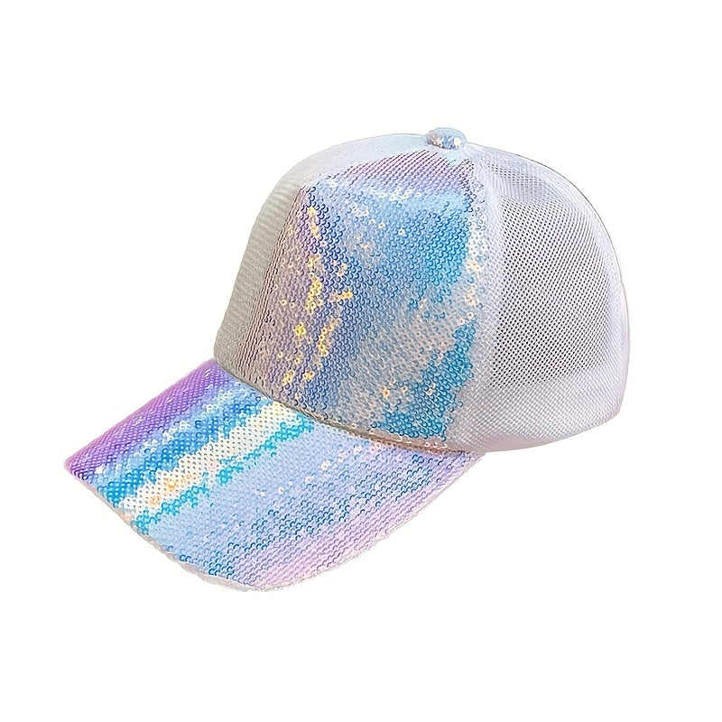 Y2K Sequin Sparkly Trucker Hat Hip Hop Adjustable Baseball Cap