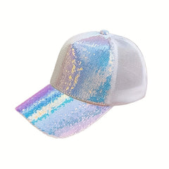 Y2K Sequin Sparkly Trucker Hat Hip Hop Adjustable Baseball Cap