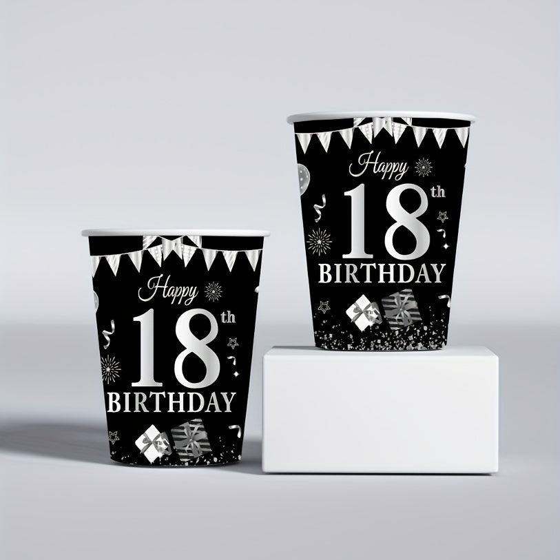 24pcs 18th Birthday Party Supplies Paper Plates Cups Napkins Party Tableware