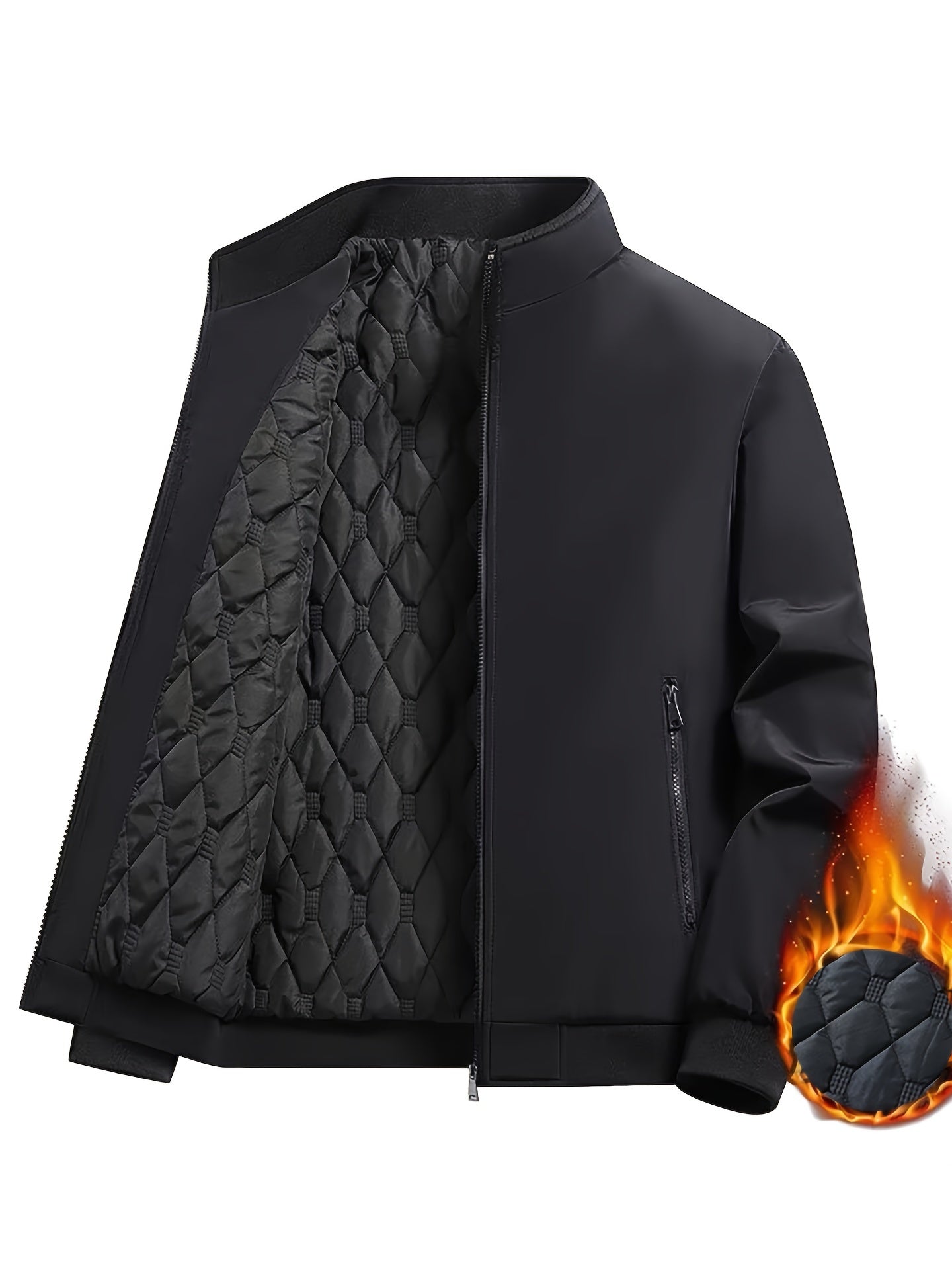 Men's Casual Zipper Jacket Solid Stand Collar