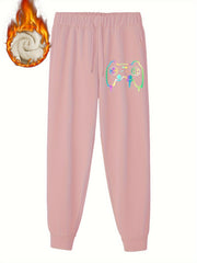 Women's Plus Size Game Machine Print Fleece Joggers