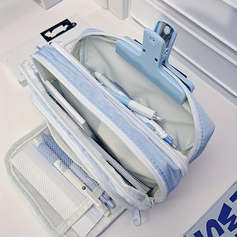 1pc Zipper Pencil Pouch School Supplies Stationery Holder Bag