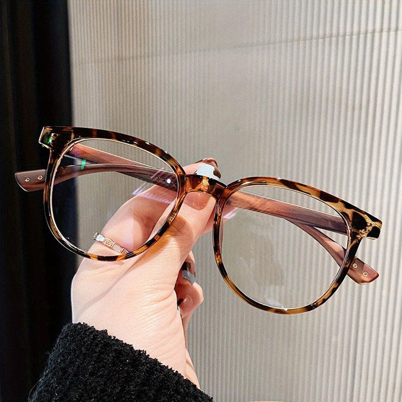 Square Anti Light Glasses for Women Men Wooden Temple Glasses