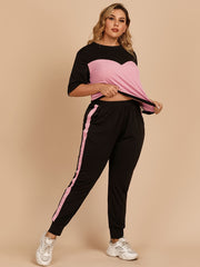  Colorblock Tee & Pants Set Women's  Medium Stretch