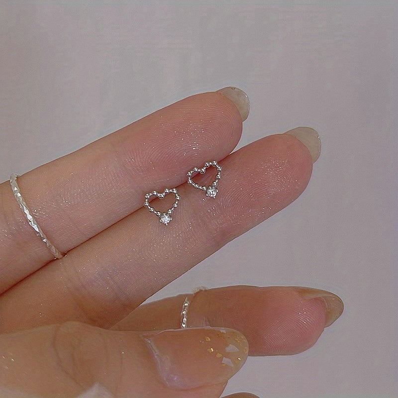 Delicate Hollow Heart Shape Stud Earrings 14K Plated